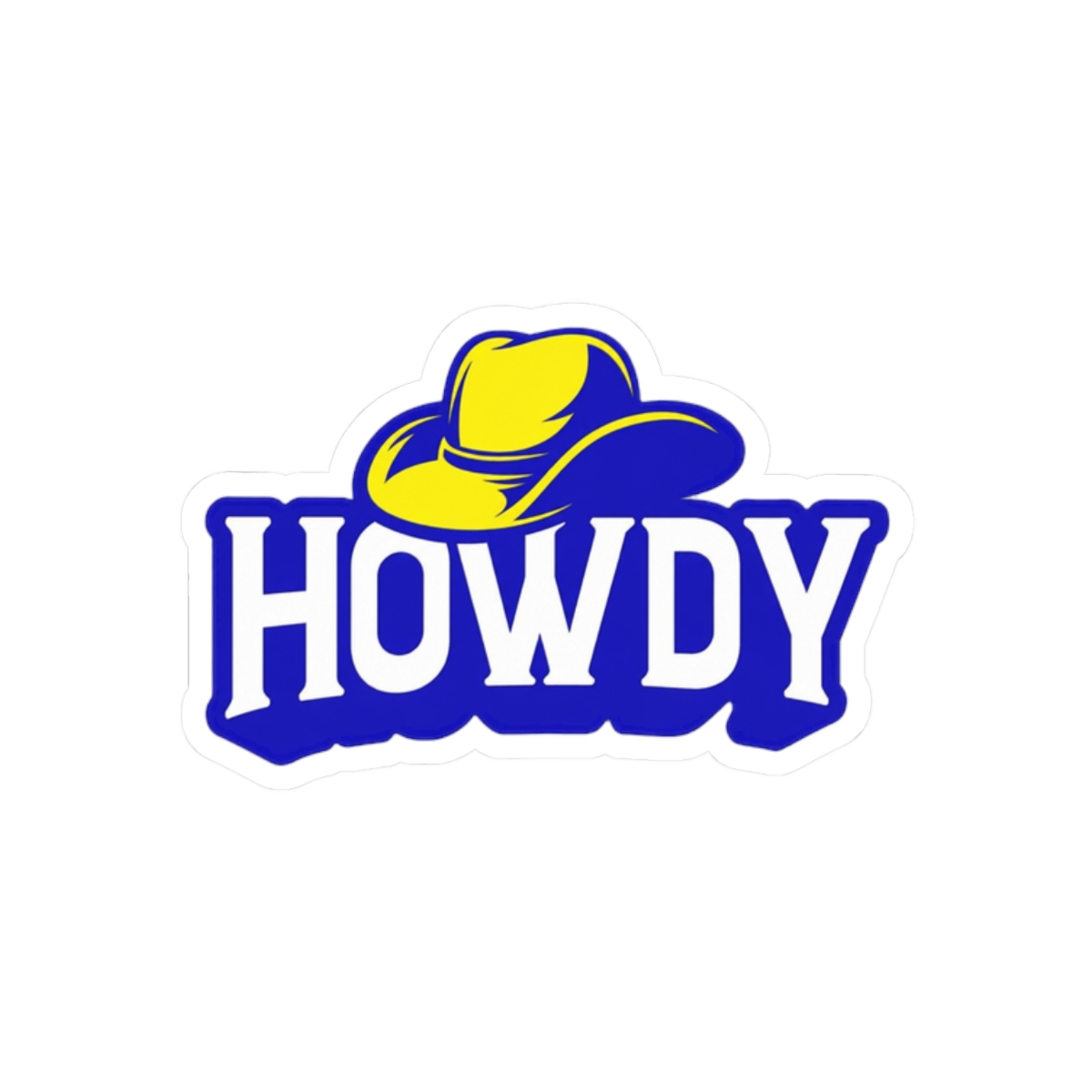 Howdy Cowboy Greeting Sticker | Playful Bold Vinyl Decal - alternate angle 3, merchandise