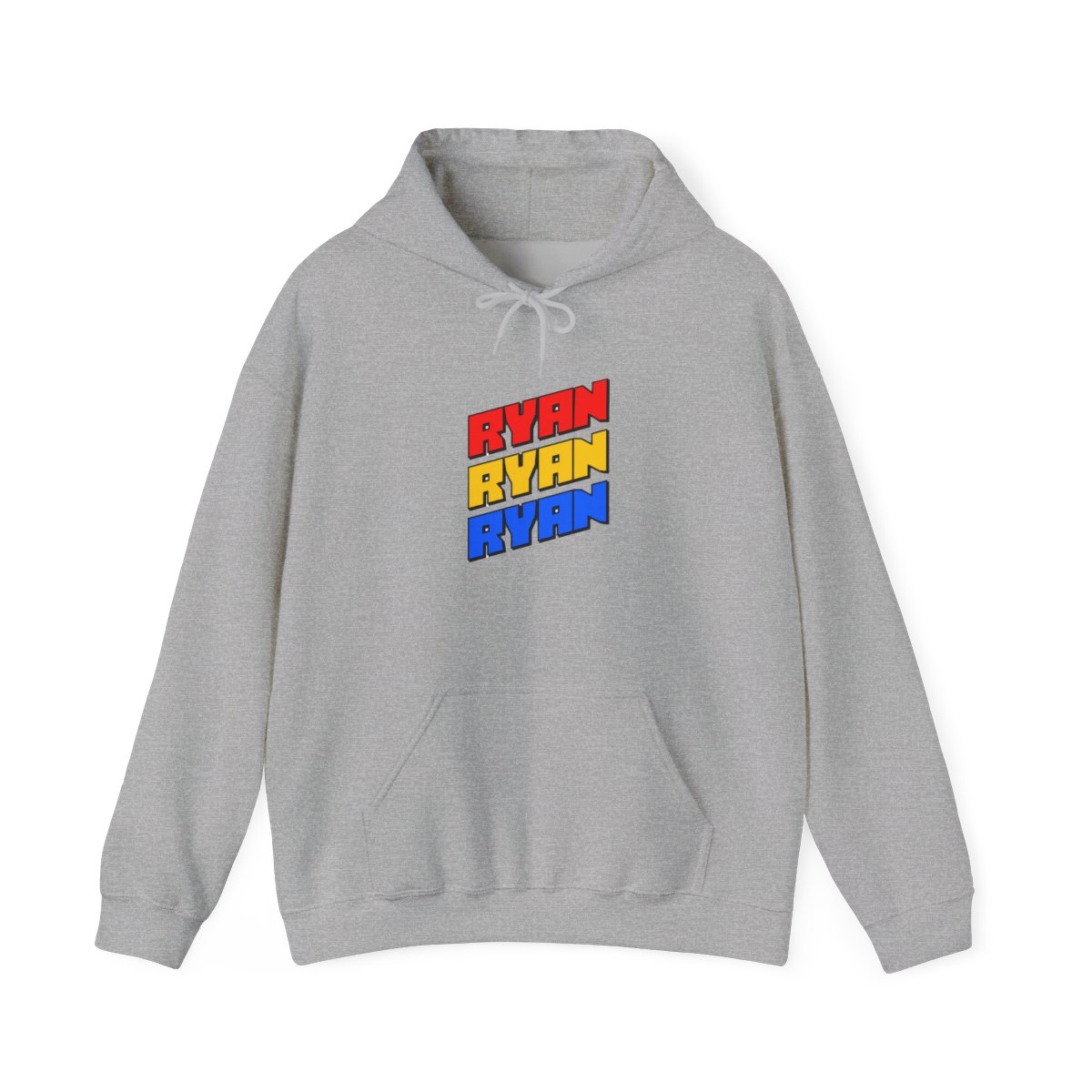 Bold Stacked Ryan Name Graphic Hoodie - Funny Name Pride Gift - alternate angle 3, merchandise