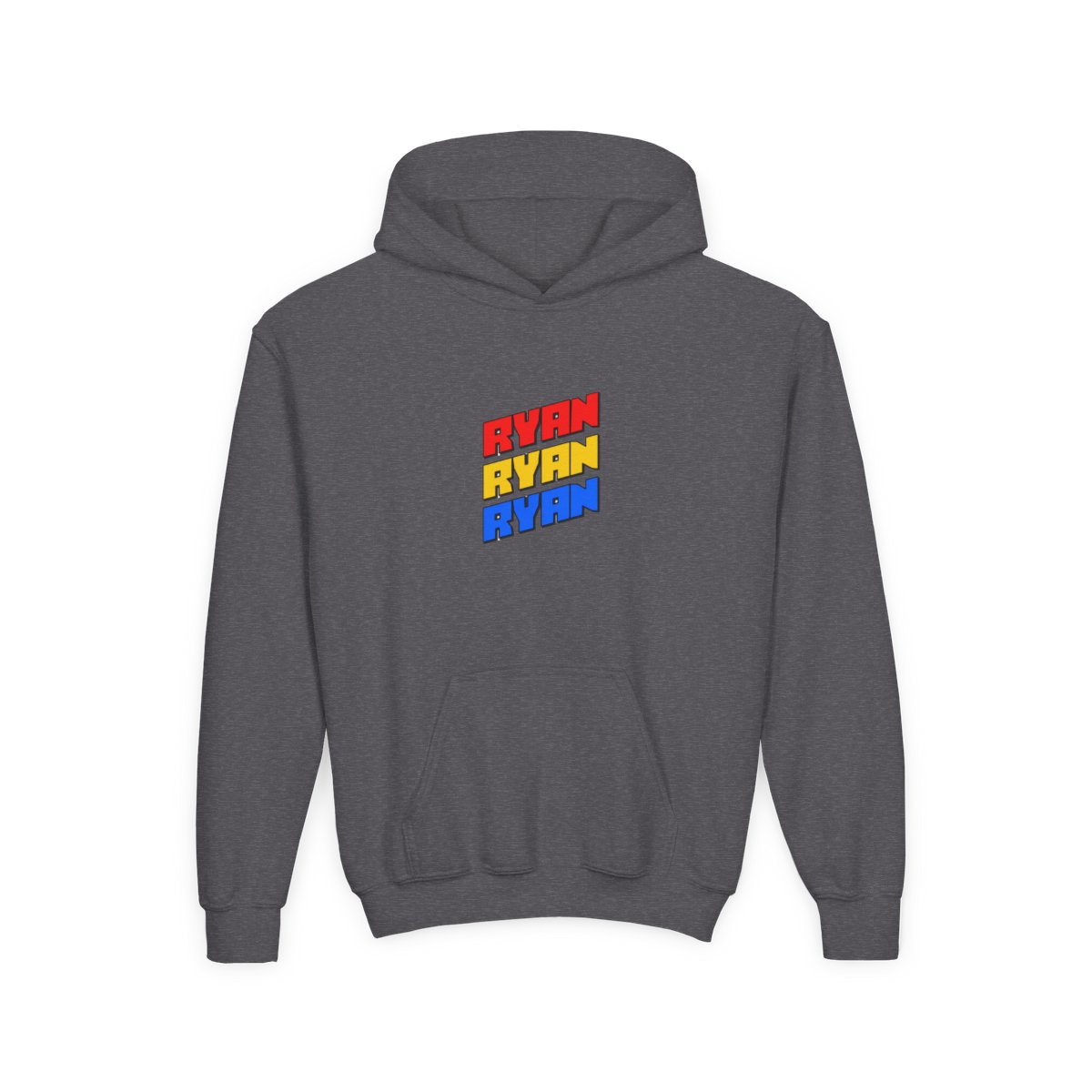 Bold Stacked Ryan Name Graphic Kids Hoodie - Funny Name Pride Gift - alternate angle 3, merchandise