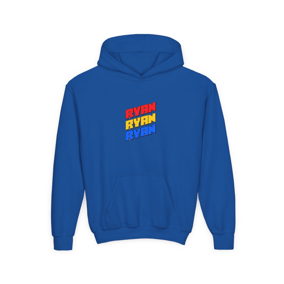 Bold Stacked Ryan Name Graphic Kids Hoodie - Funny Name Pride Gift - alternate angle 5, merchandise