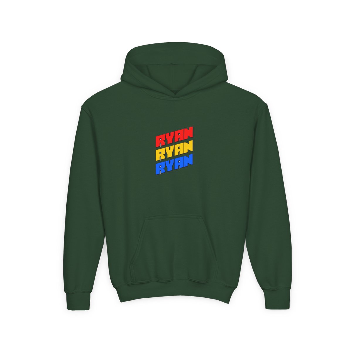 Bold Stacked Ryan Name Graphic Kids Hoodie - Funny Name Pride Gift - alternate angle 2, merchandise