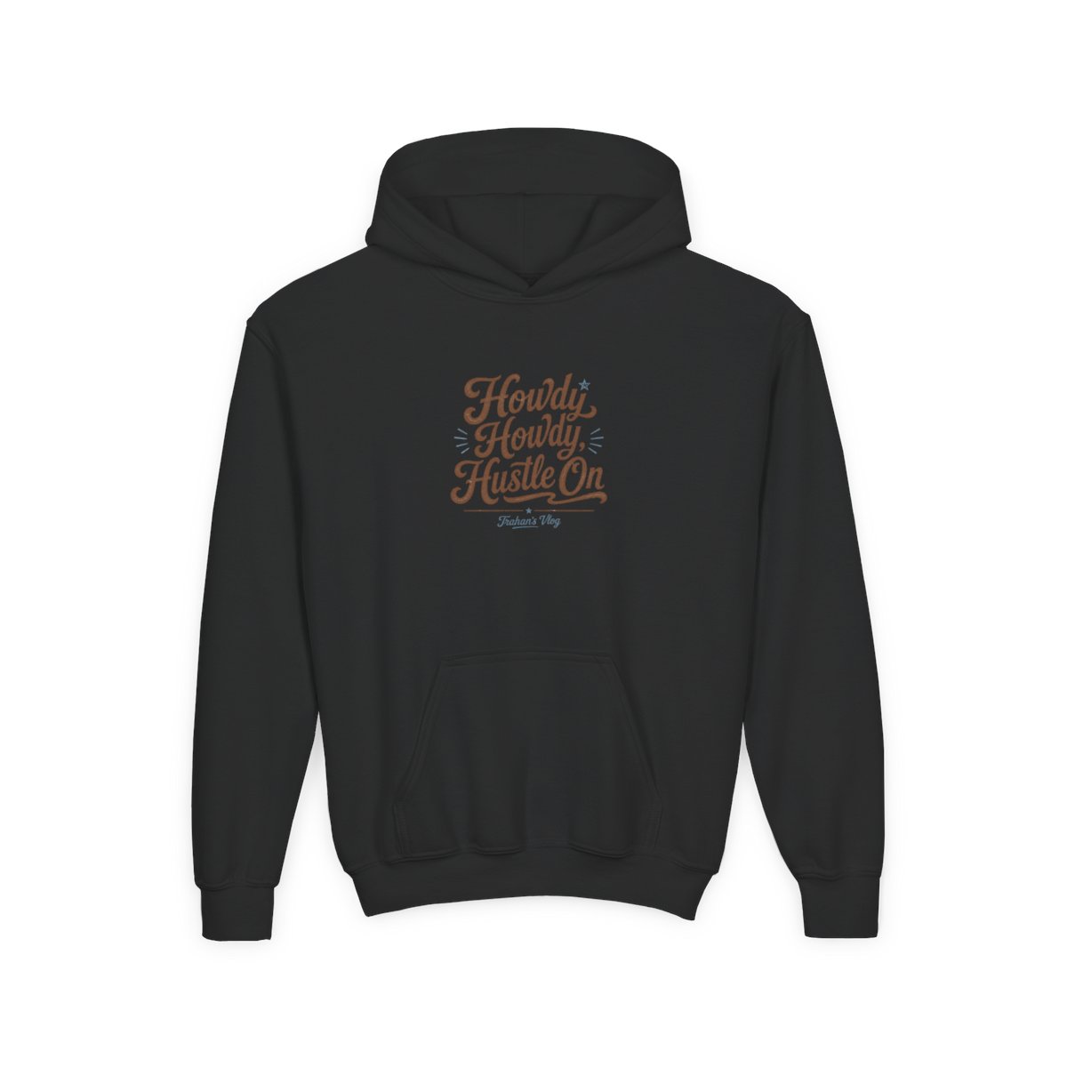 Ryan Trahan "Howdy Howdy, Hustle On" Kids Hoodie - alternate angle 2, merchandise