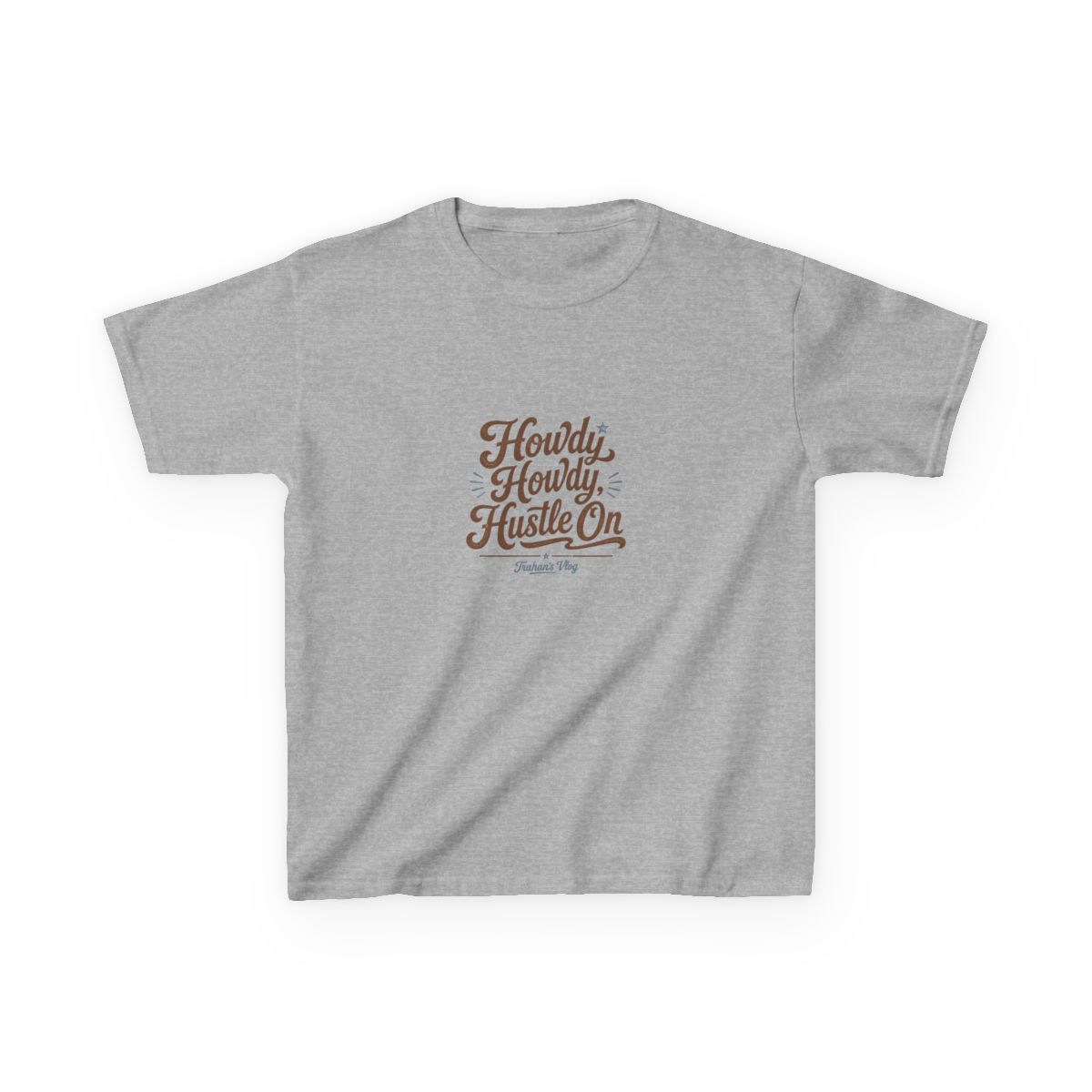 Ryan Trahan "Howdy Howdy, Hustle On" Unisex Kids Tee - alternate angle 3, merchandise